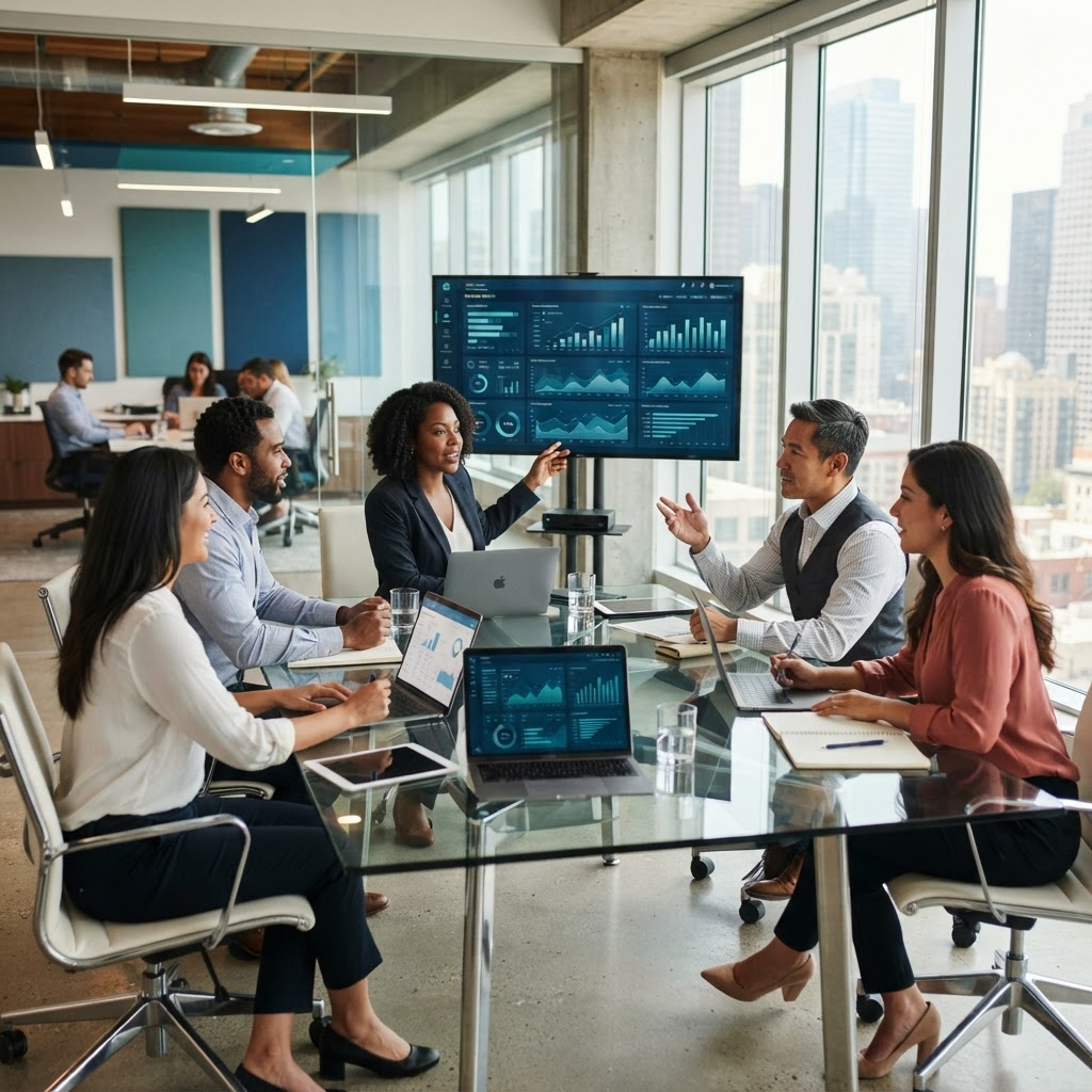 Oblyx Consultancy team collaborating in a modern enterprise office